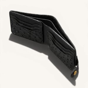 Ostrich Black Handcrafted Leather Wallet HM-003