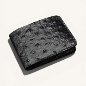 Ostrich Black Handcrafted Leather Wallet HM-004